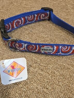New! Worthy Dog BLUE tie Dye Dog Collar Size Large
